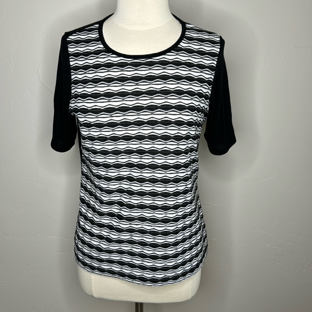 Coldwater Creek Black and White short sleeve Top Size Large